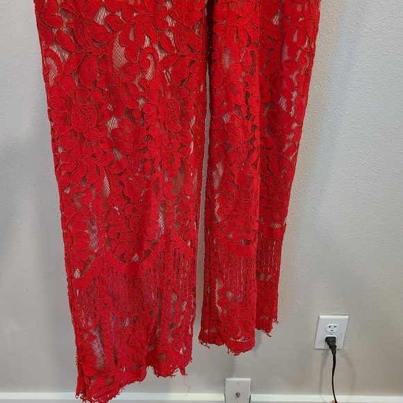 Lulus Britney Red Lace Halter Jumpsuit - Picture 5 of 8